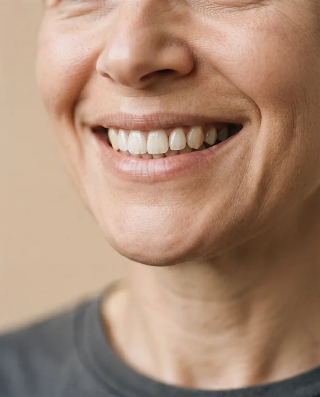 A relaxed natural adult smile
