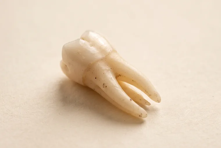 A single natural molar with long slender roots